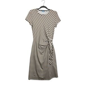 J.McLaughlin Elora Med Catalina Cloth Brown Stripe Side Tie Midi Dress Nautical